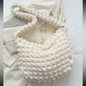 2/$25 SALE NEW Soft Puff Cloud Shoulder Bag - Off White Beige, Large Capacity